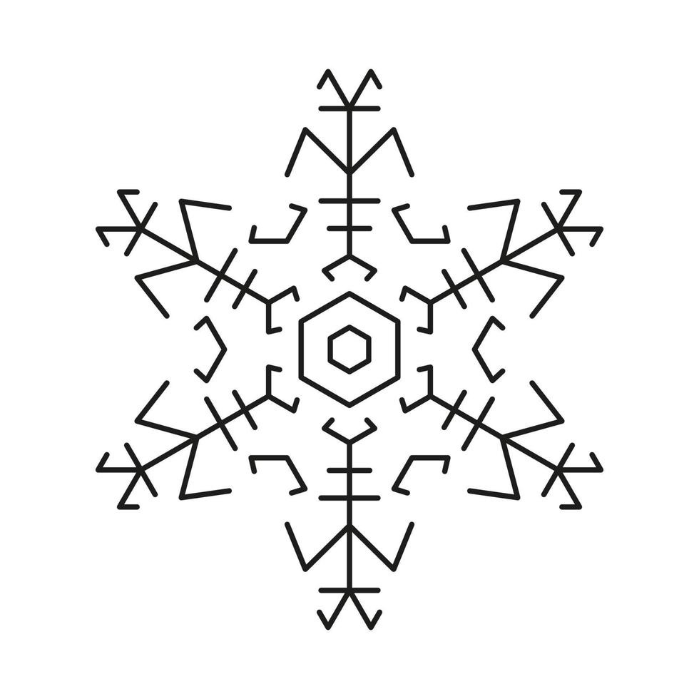 nero linea vettore i fiocchi di neve icona. vettore Natale e inverno o nuovo anno simmetrico design.