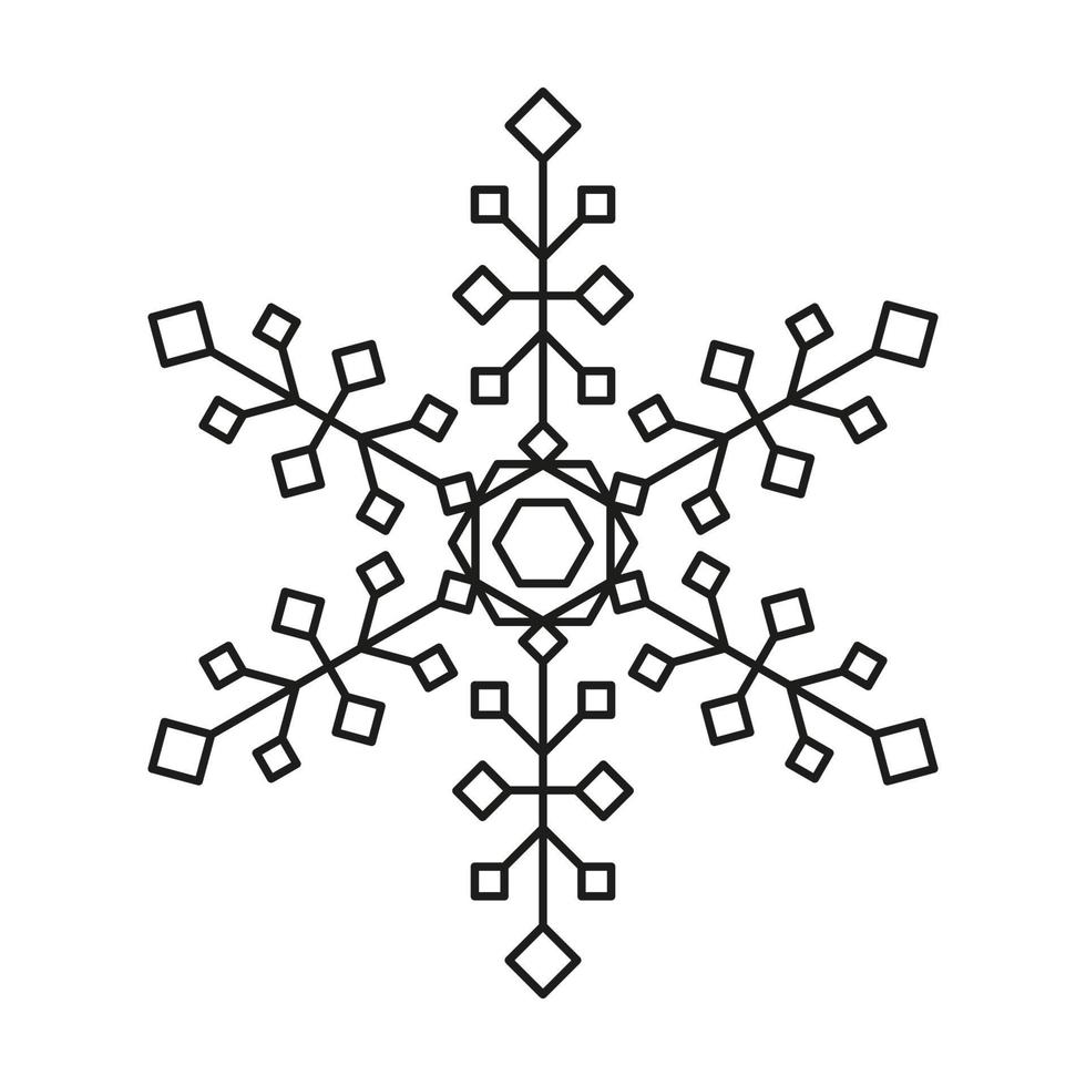 vettore fiocco di neve icona. inverno neve ghiaccio e simmetrico. nuovo anno o Natale design.