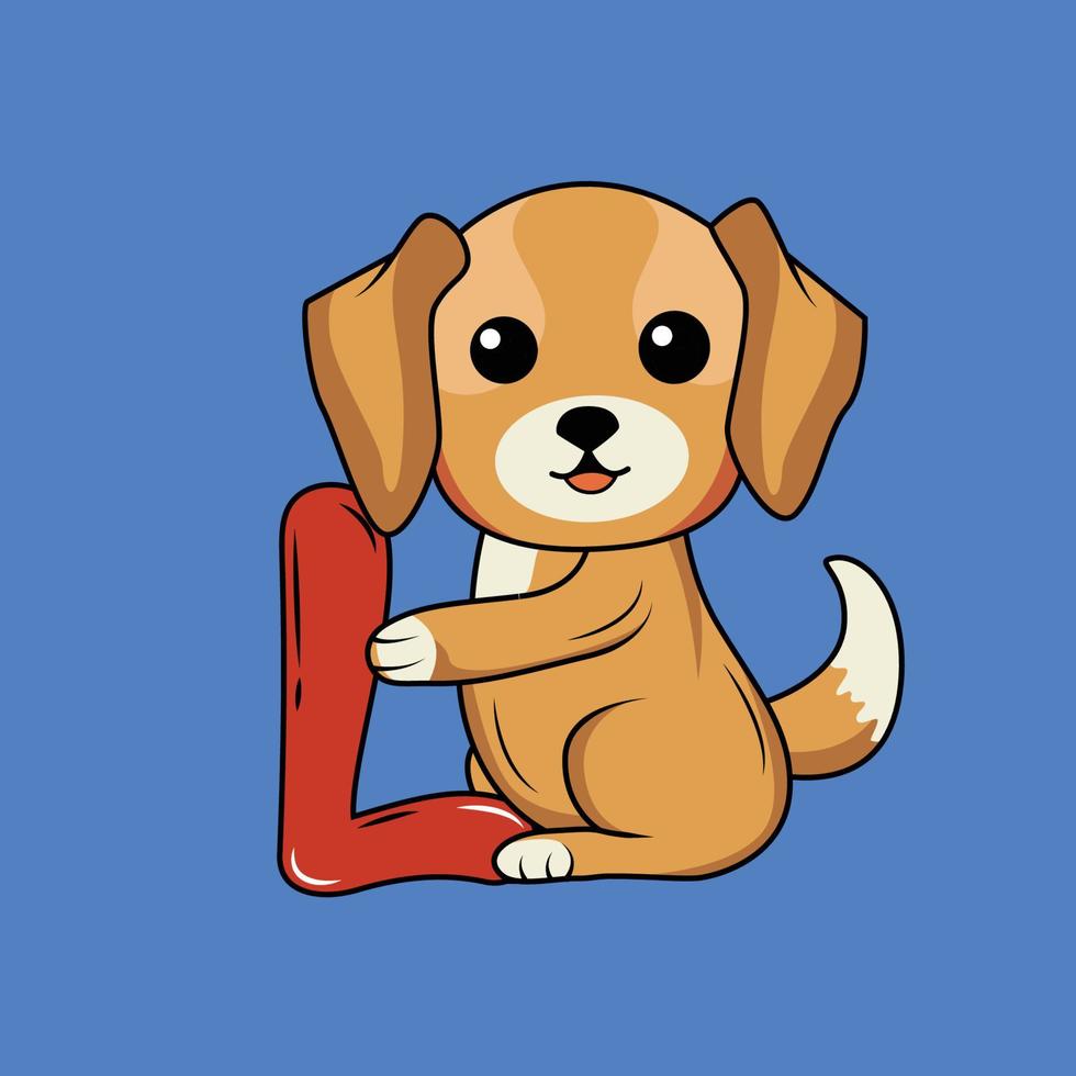 carino cane con l lettera vettore illustrazione