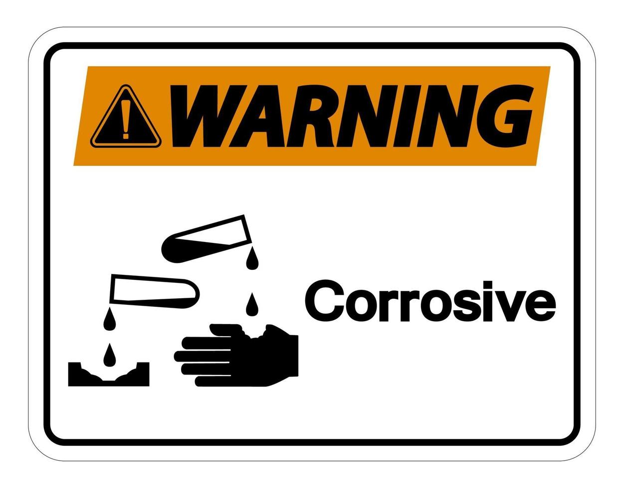 segno di avvertimento corrosivo simbolo su sfondo bianco vettore