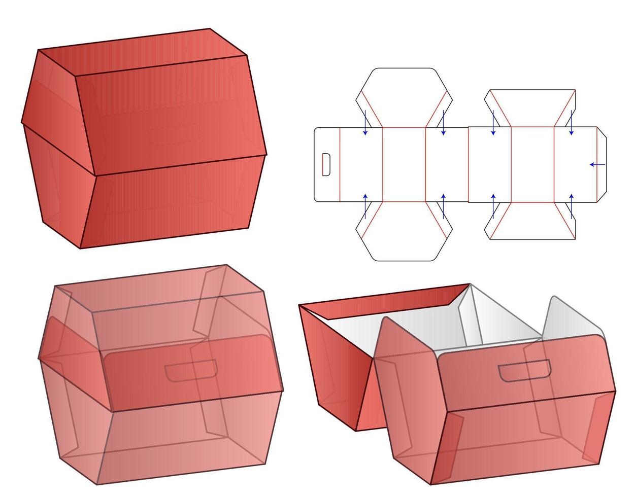 disegno del modello fustellato di imballaggio della scatola. Modello 3d vettore