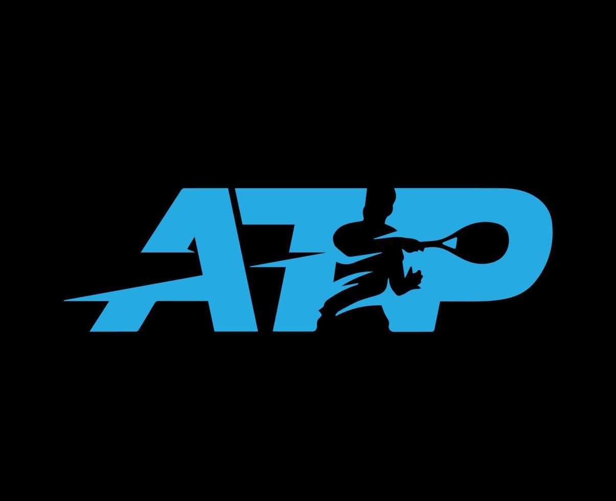 atp logo simbolo blu torneo Aperto uomini tennis associazione design vettore astratto illustrazione con nero sfondo