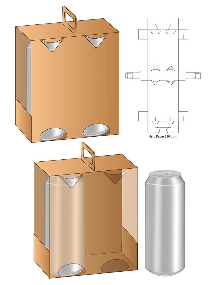 disegno del modello fustellato di imballaggi per bevande. Modello 3d vettore