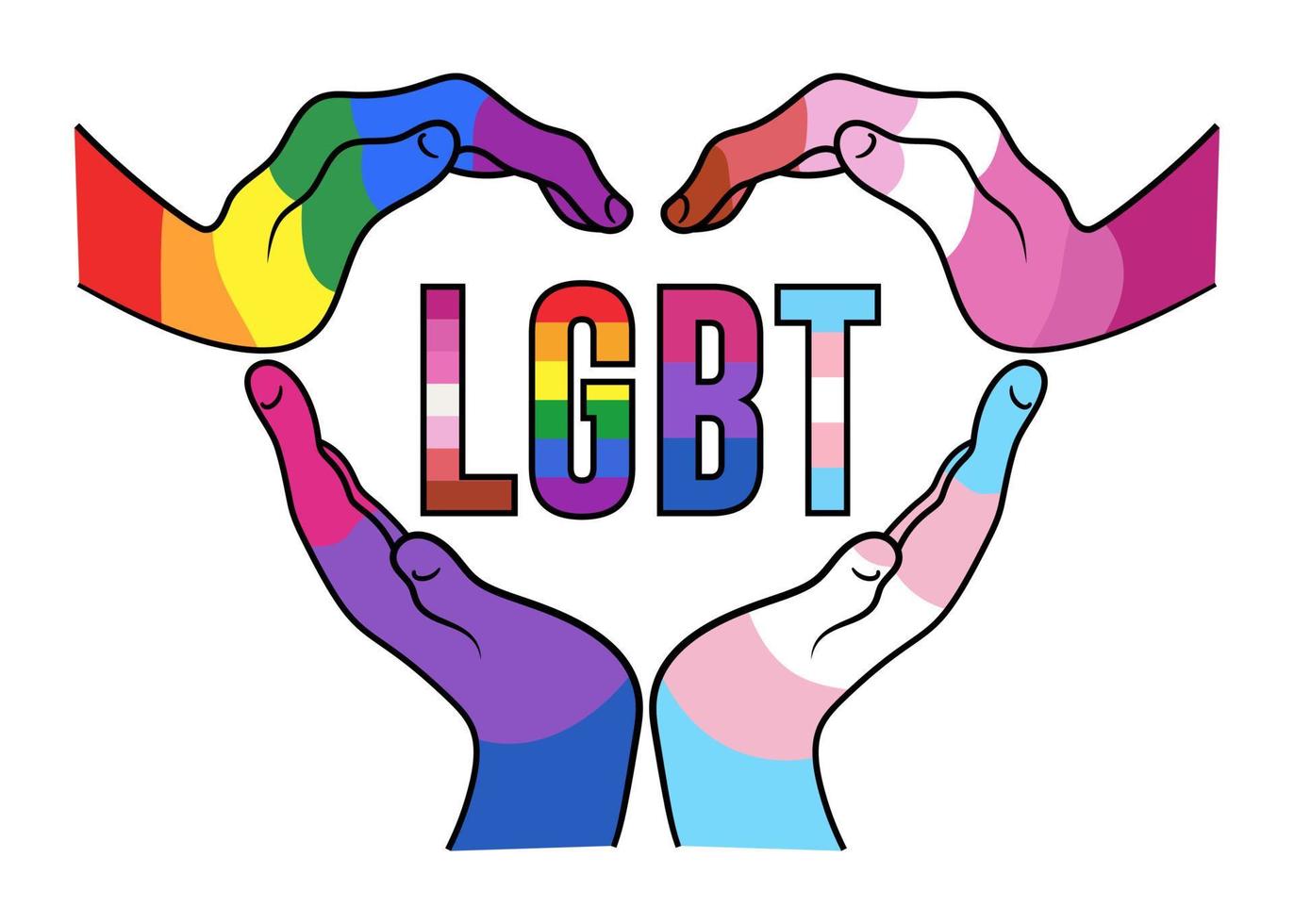 lgbt mani unito. orgoglio mese. arcobaleno bandiera. vettore illustrazione isolato su bianca sfondo