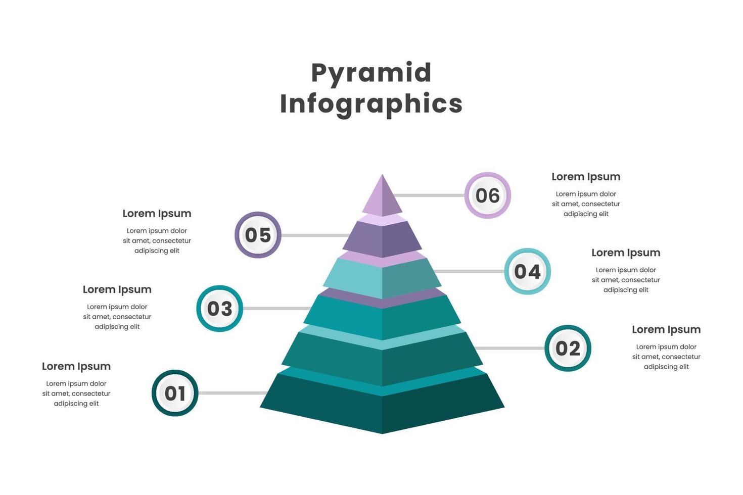 piramide Infografica elemento modello con 6 passo e numero vettore