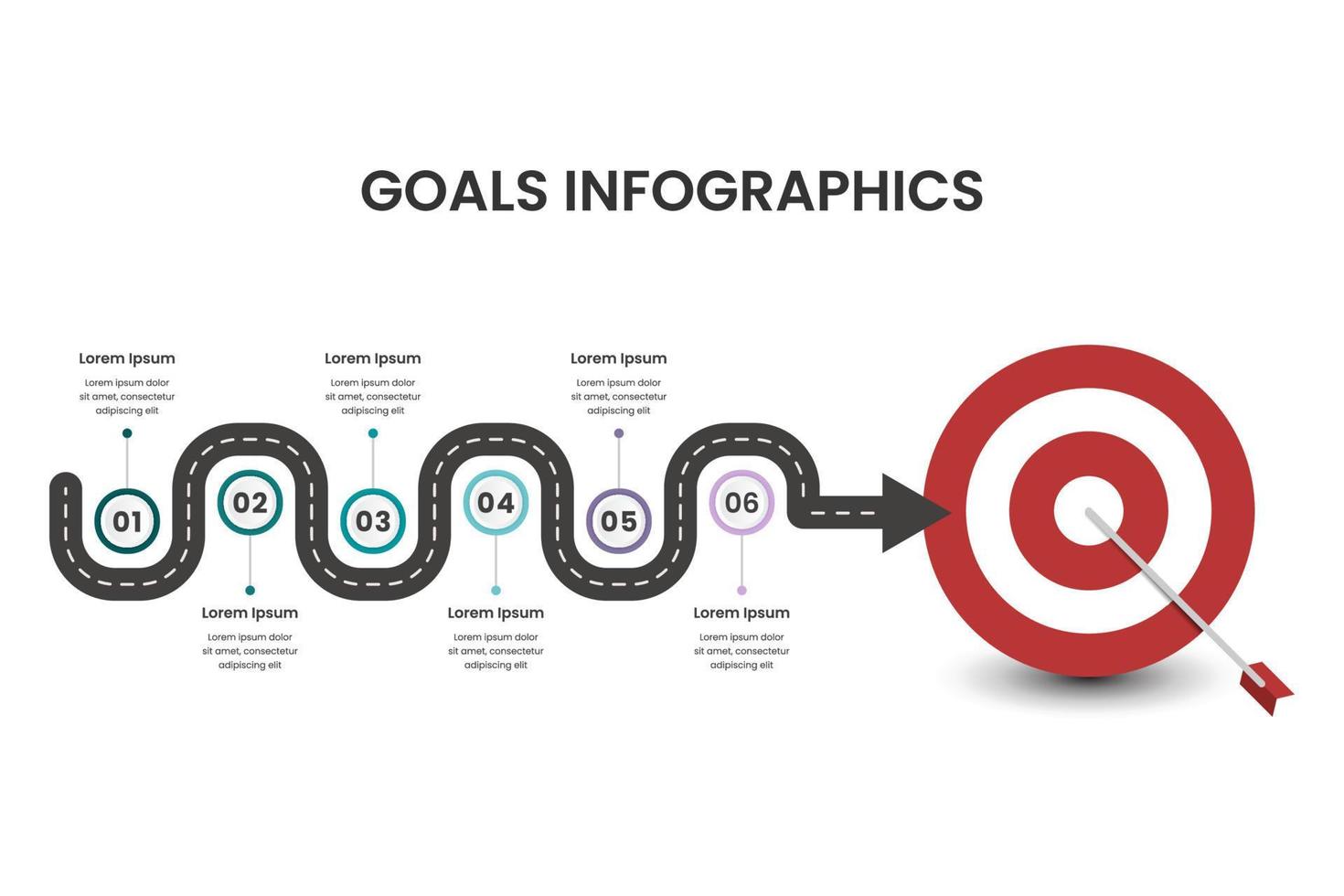 strada per successo Infografica modello design vettore