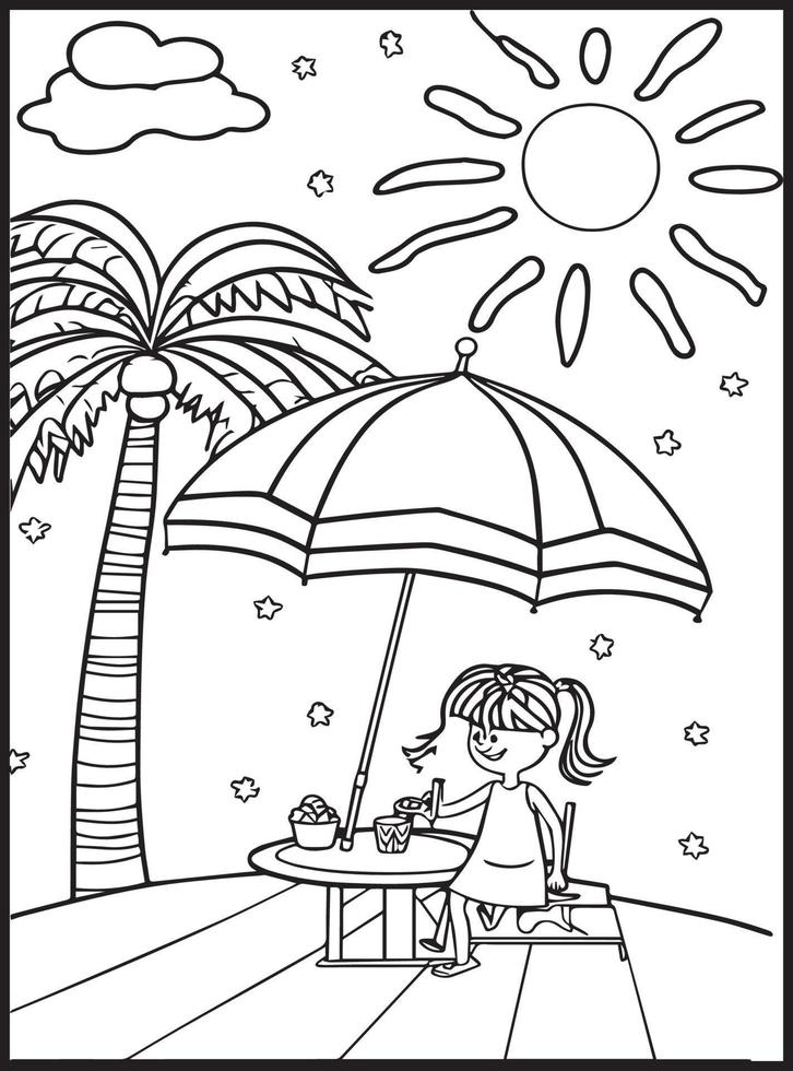 disegni da colorare estivi per bambini vettore