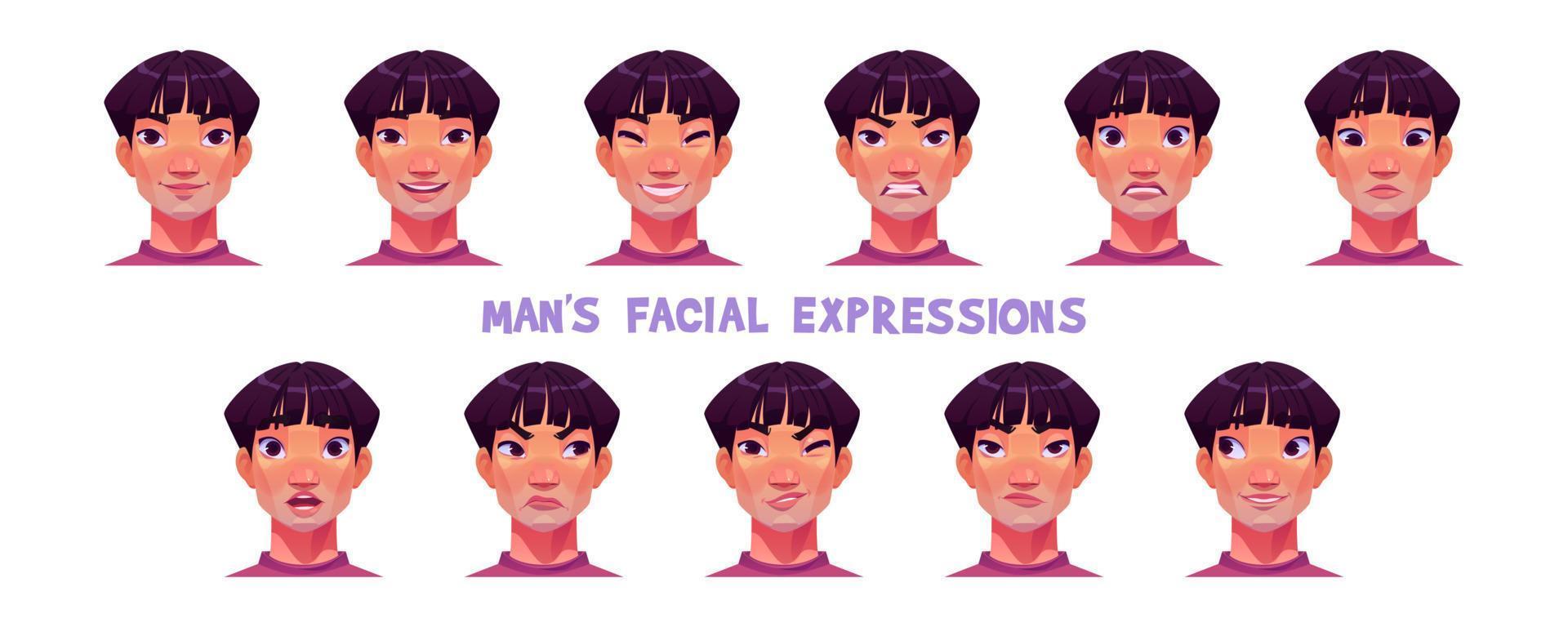 asiatico uomo viso, giapponese o Cinese personaggio vettore