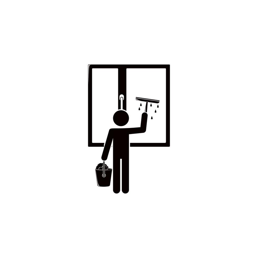 il uomo lavaggi il finestre vettore icona illustrazione