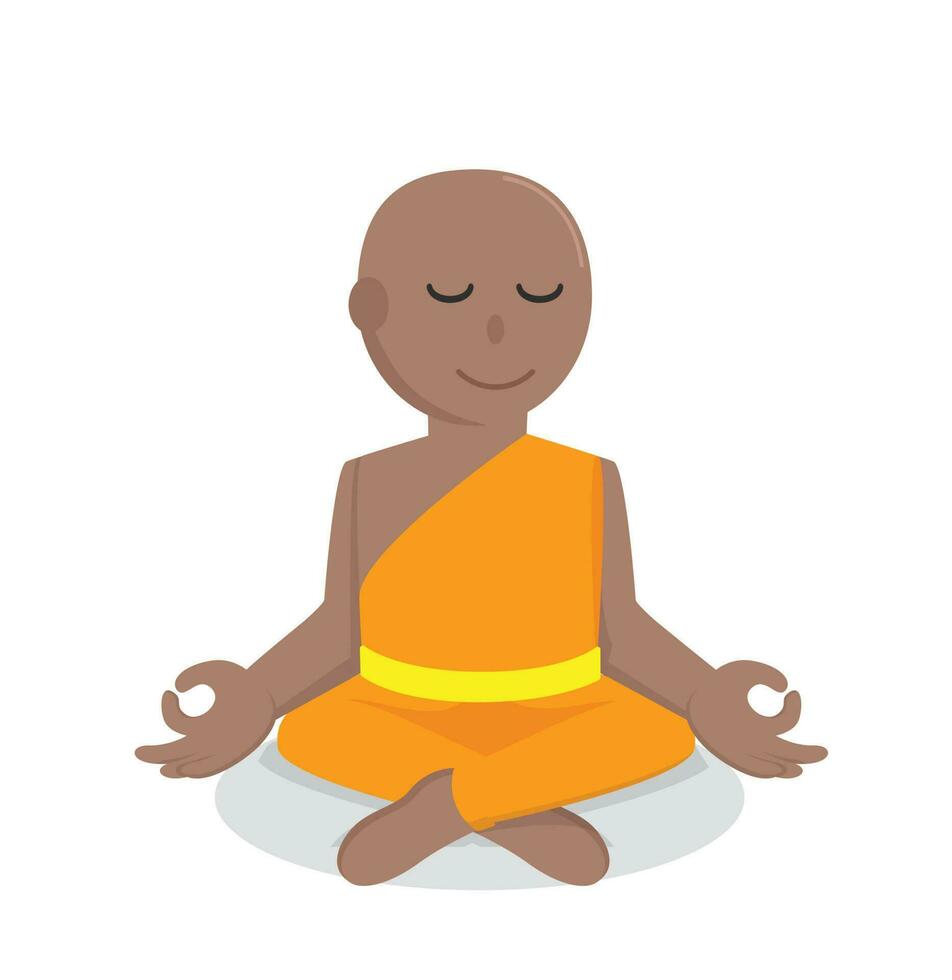 monaco africano meditare design personaggio su bianca sfondo vettore