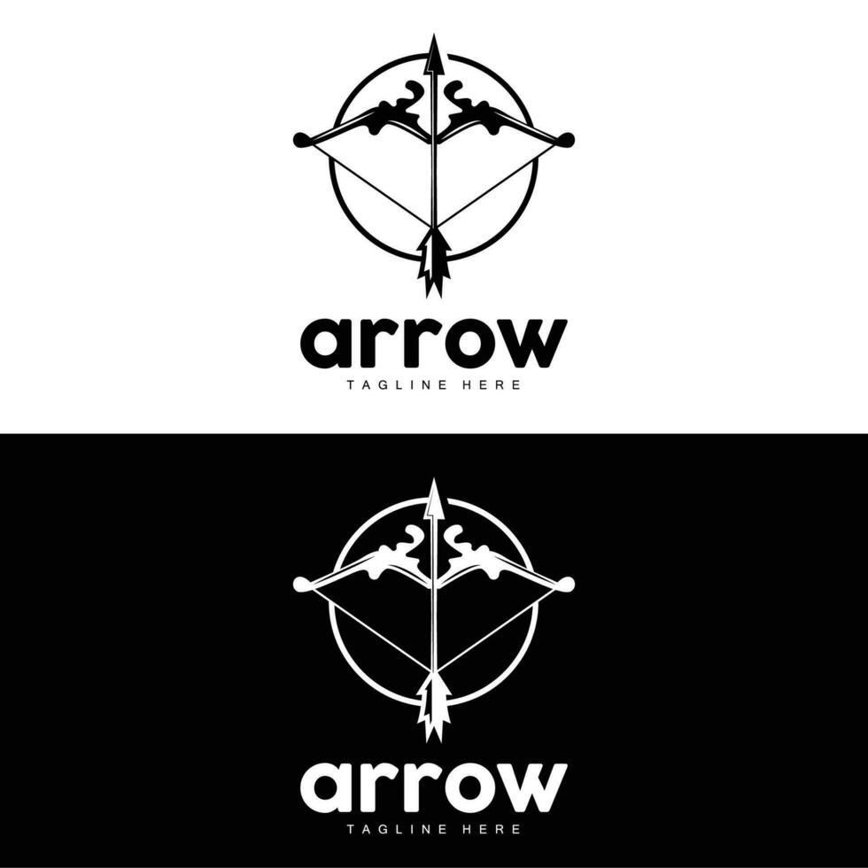 freccia logo, arco freccia minimalista semplice disegno, arciere vettore, templet illustrazione simbolo icona vettore