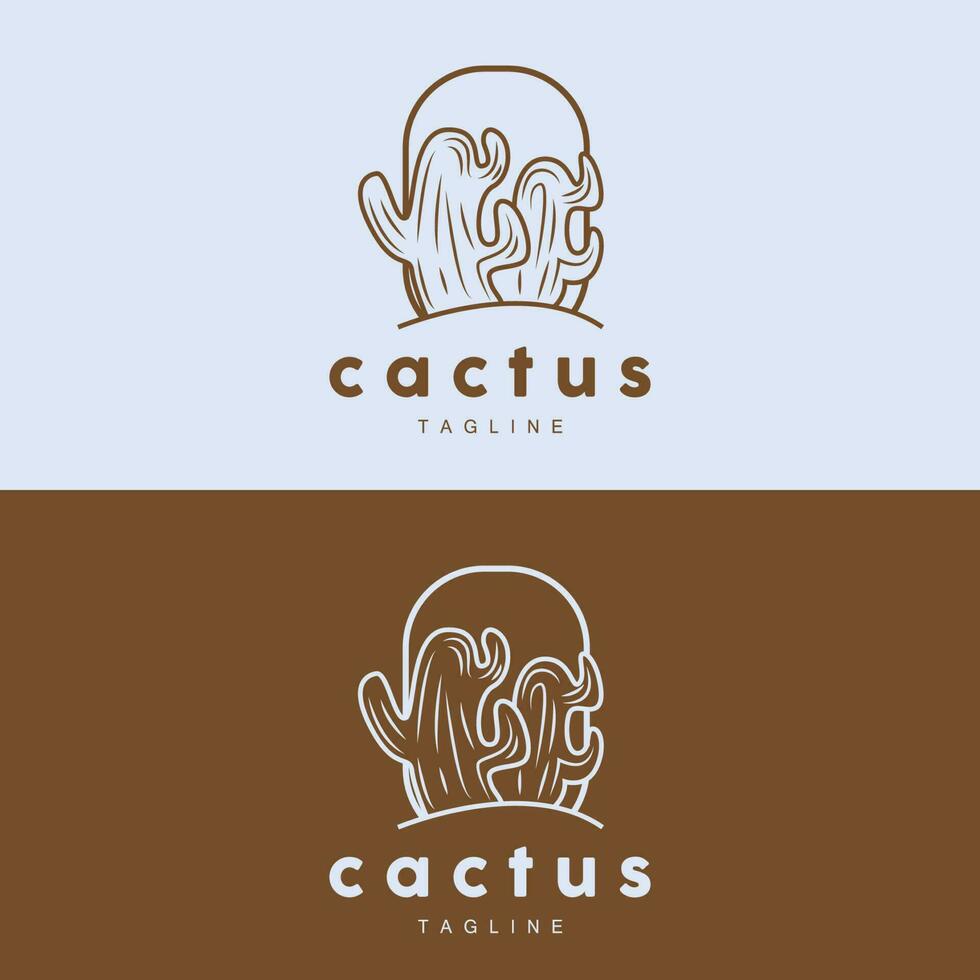 cactus logo, semplice linea cactus disegno, verde pianta vettore, icona, simbolo, illustrazione vettore