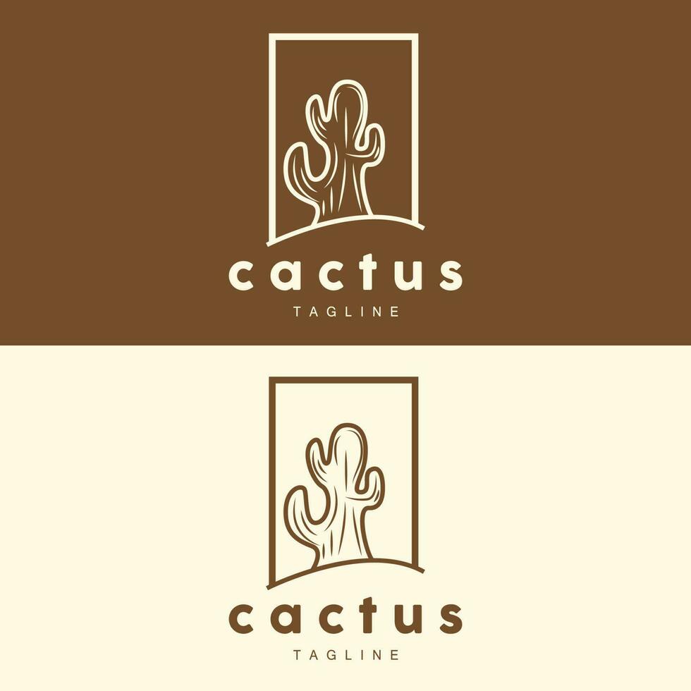 cactus logo, semplice linea cactus disegno, verde pianta vettore, icona, simbolo, illustrazione vettore