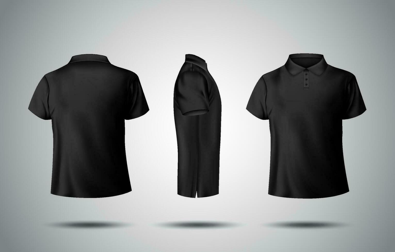 3d nero polo camicia modello vettore