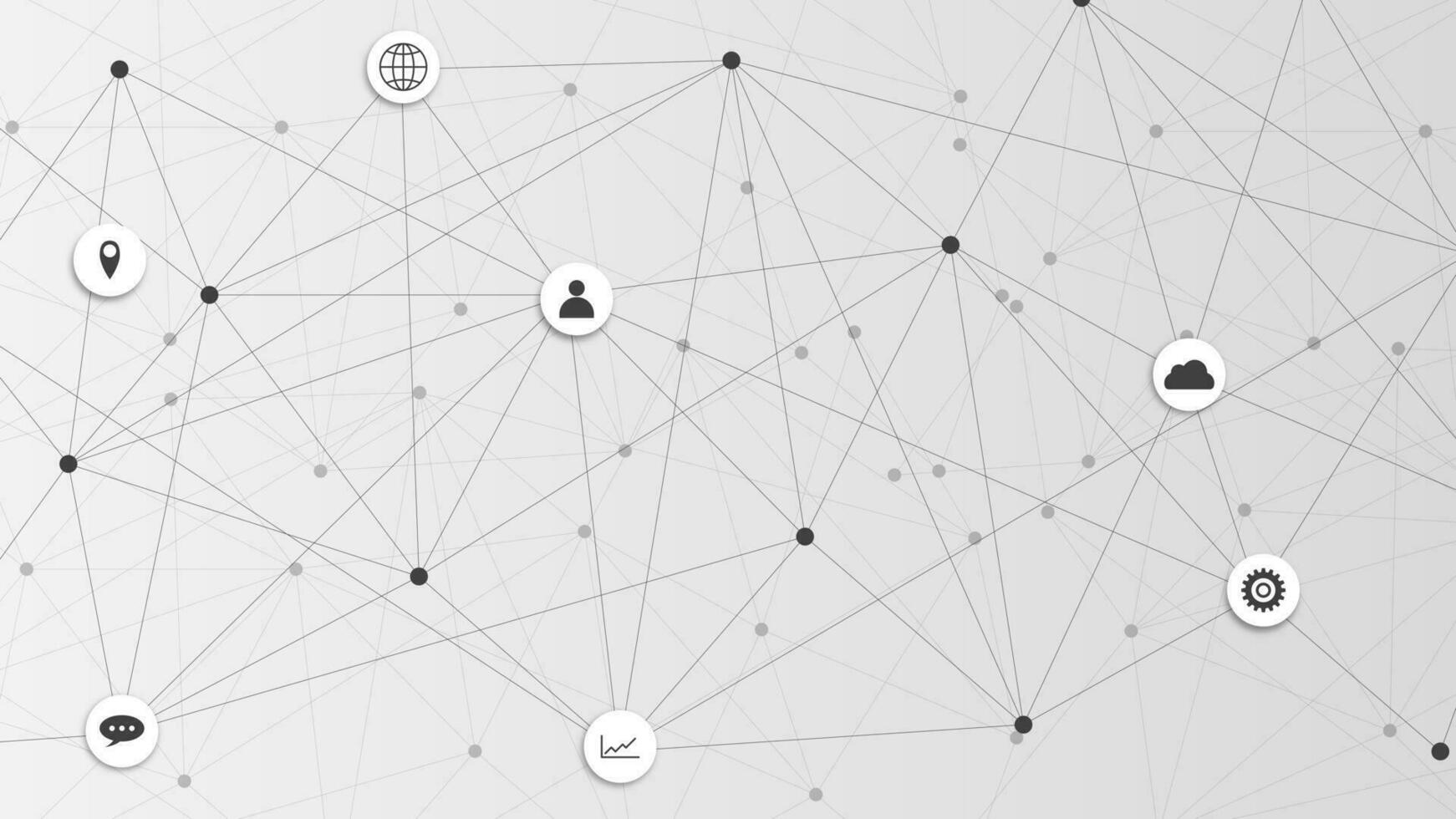 informazione o globale comunicazione tecnologia con puntini e Linee connessione e attività commerciale icone. vettore illustrazione.