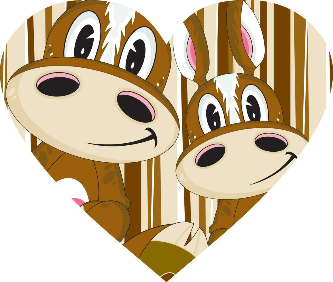 carino cartone animato San Valentino cavallo su Marrone a strisce sfondo aia animale illustrazione vettore