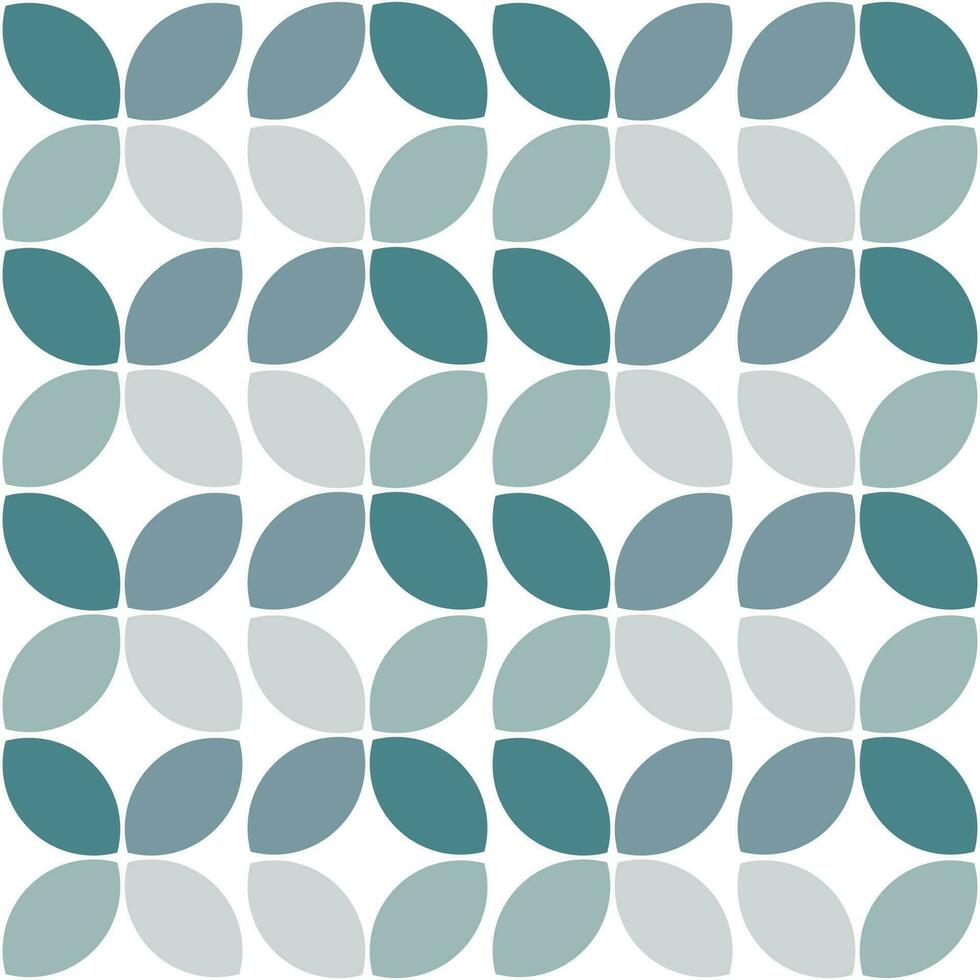 moderno minimalista geometrico senza soluzione di continuità modello, arrotondato forme, le foglie nel un' blu colore schema su un' bianca sfondo vettore