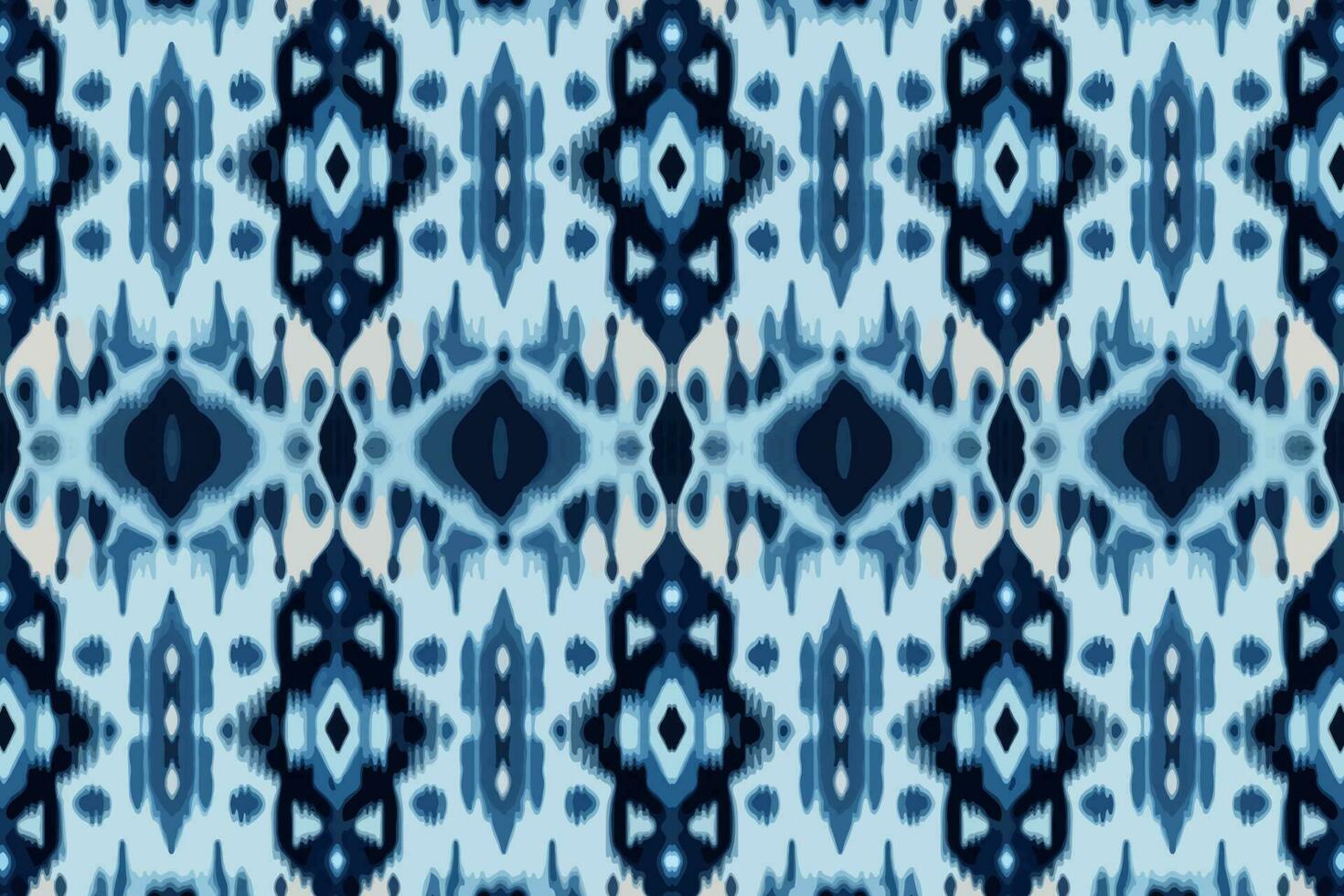 tessuto tessile ikat geometrico folclore ornamento senza soluzione di continuità modello blu tono. astratto grafico linea etnico tradizionale popolare antico tribale moderno ornato lusso elegante minimo Vintage ▾ retrò stile. vettore