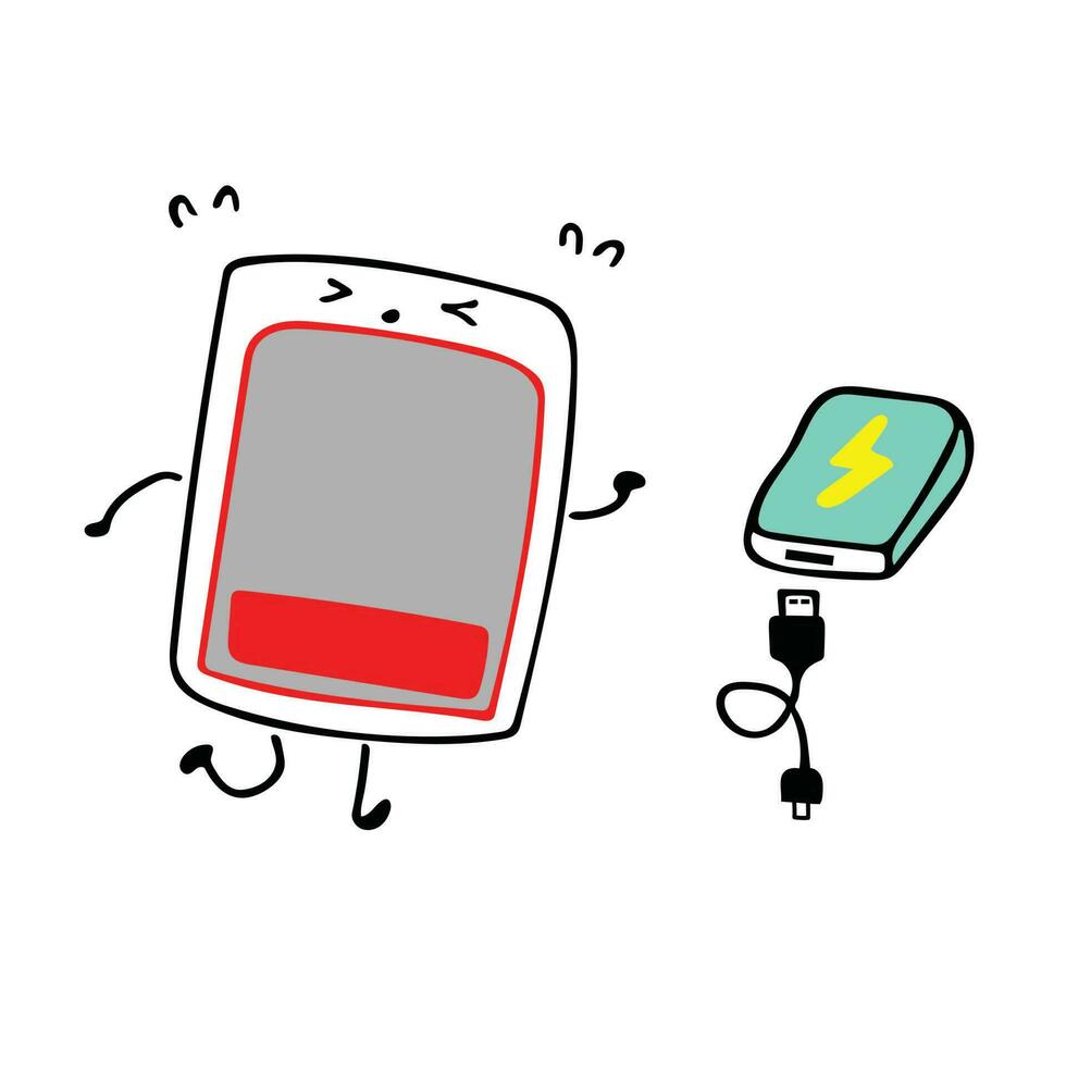 bambini disegno divertente Telefono ricarica con energia banca cartone animato animale portafortuna personaggio vettore illustrazione colore bambini cartone animato clipart