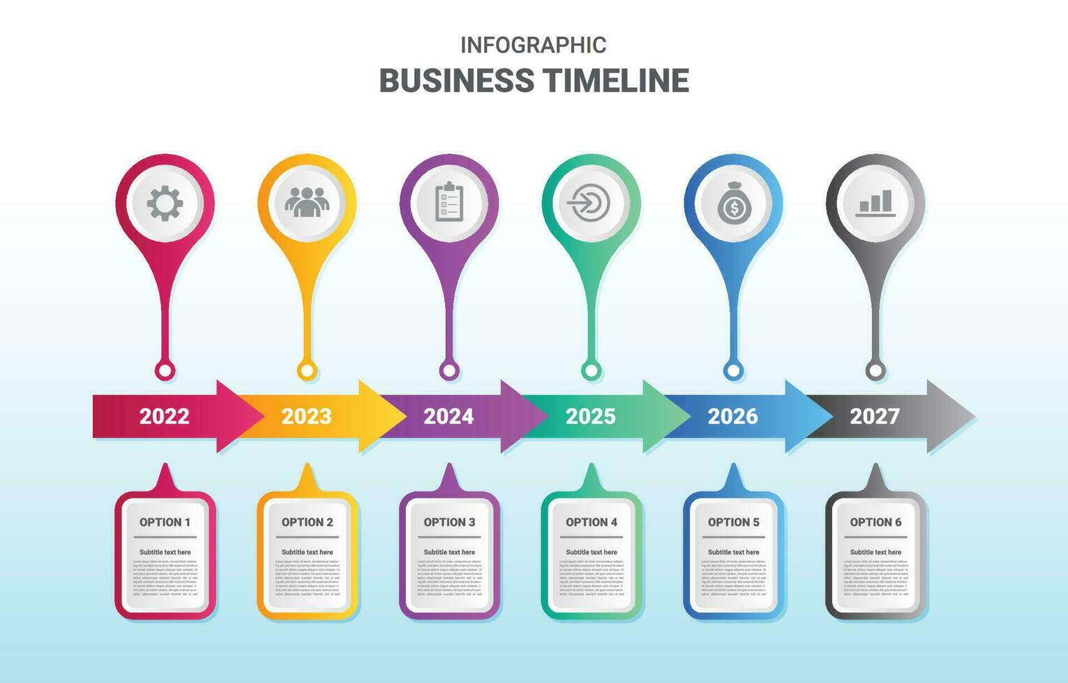 infografica timeline aziendale vettore