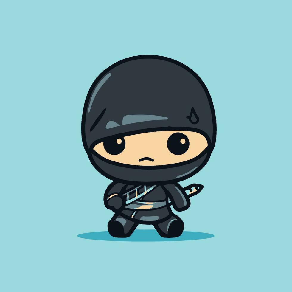carino kawaii ninja chibi portafortuna vettore cartone animato stile