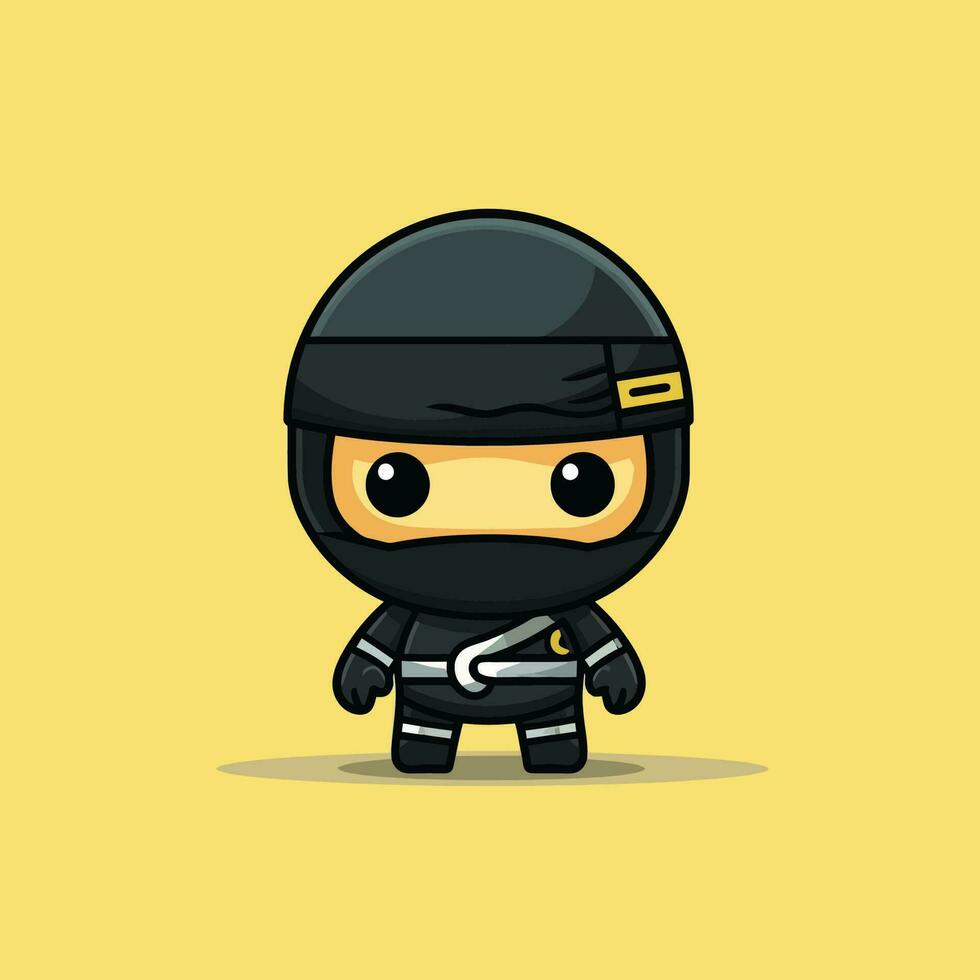 carino kawaii ninja chibi portafortuna vettore cartone animato stile