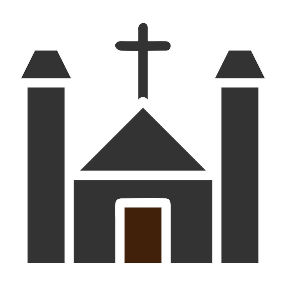 Cattedrale icona solido grigio Marrone colore Pasqua simbolo illustrazione. vettore