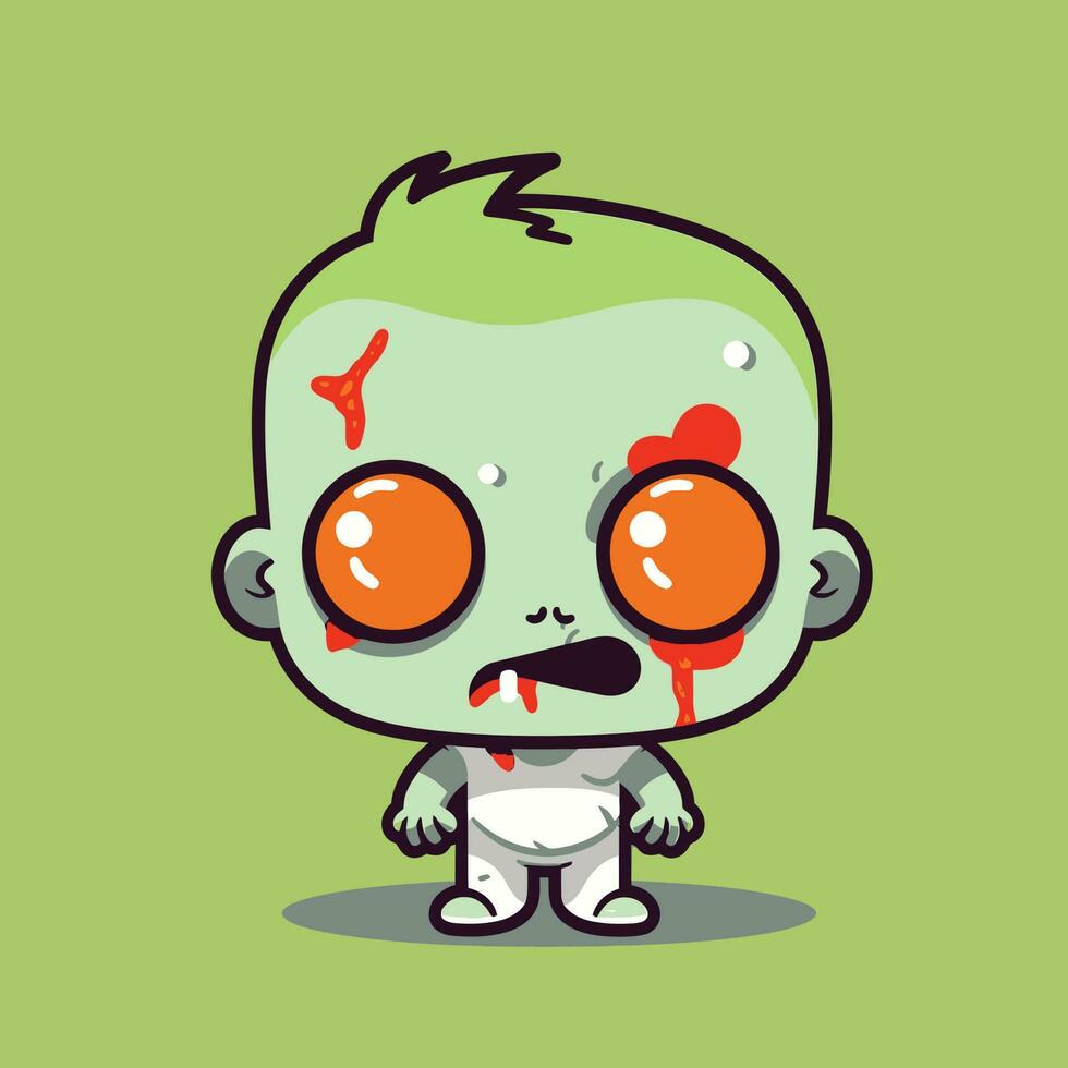 carino kawaii zombie chibi portafortuna vettore cartone animato stile