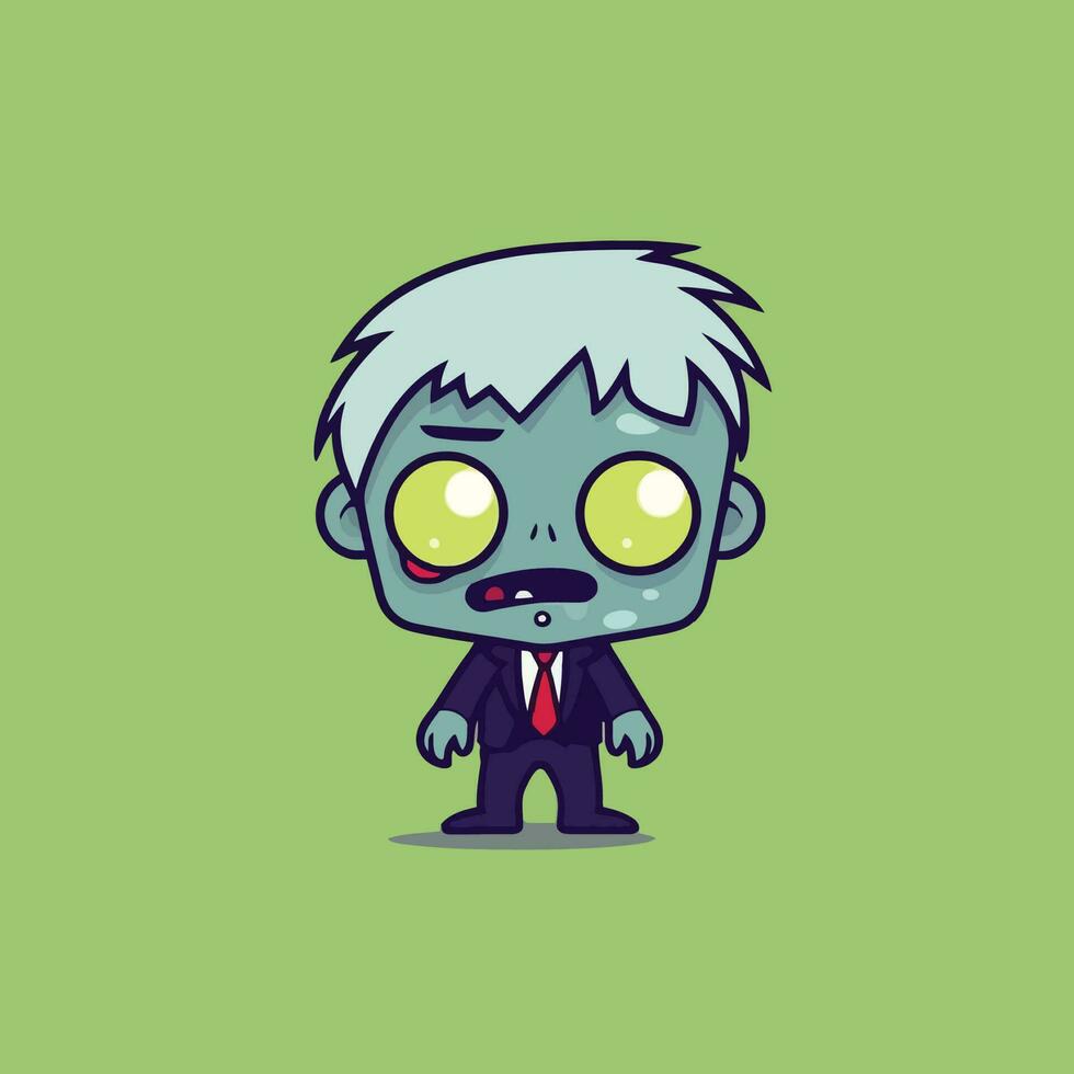 carino kawaii zombie chibi portafortuna vettore cartone animato stile