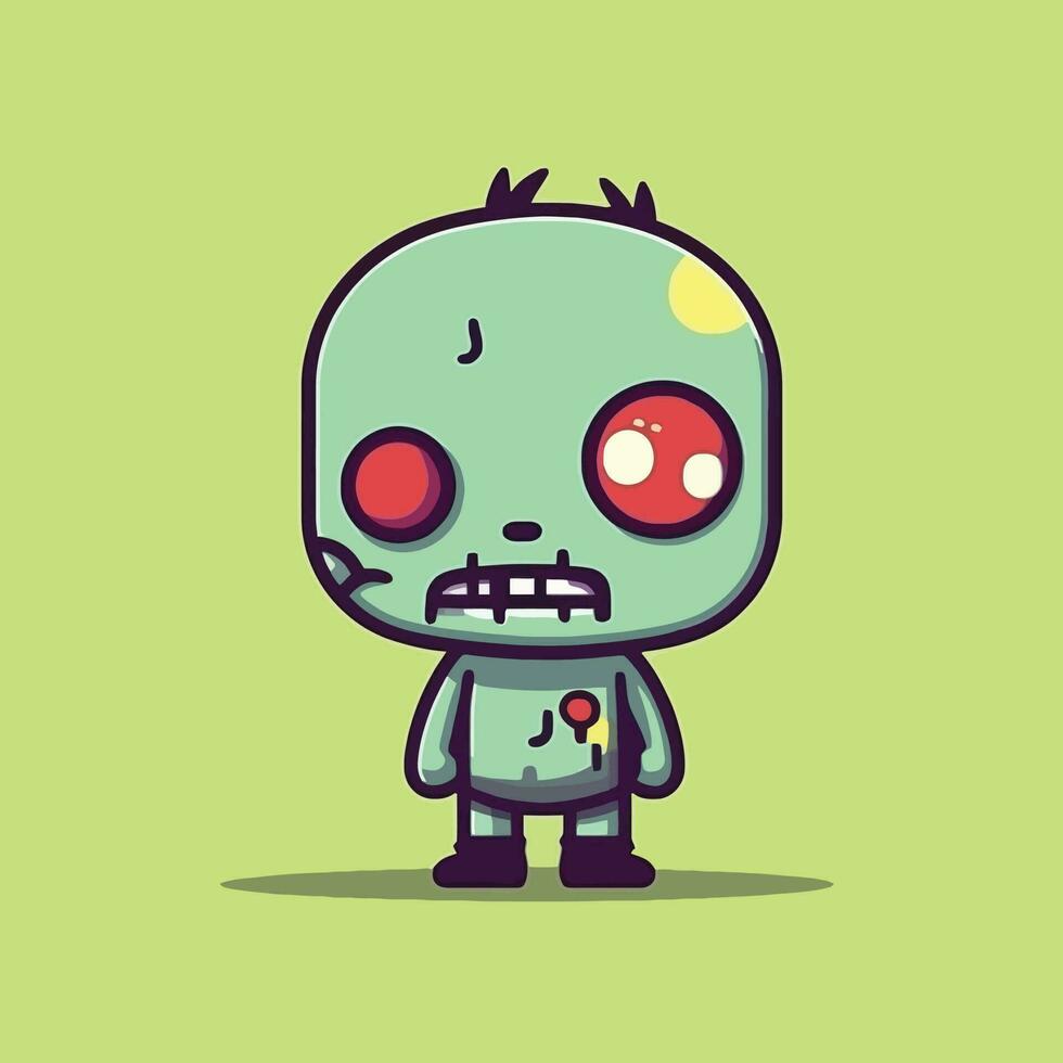 carino kawaii zombie chibi portafortuna vettore cartone animato stile