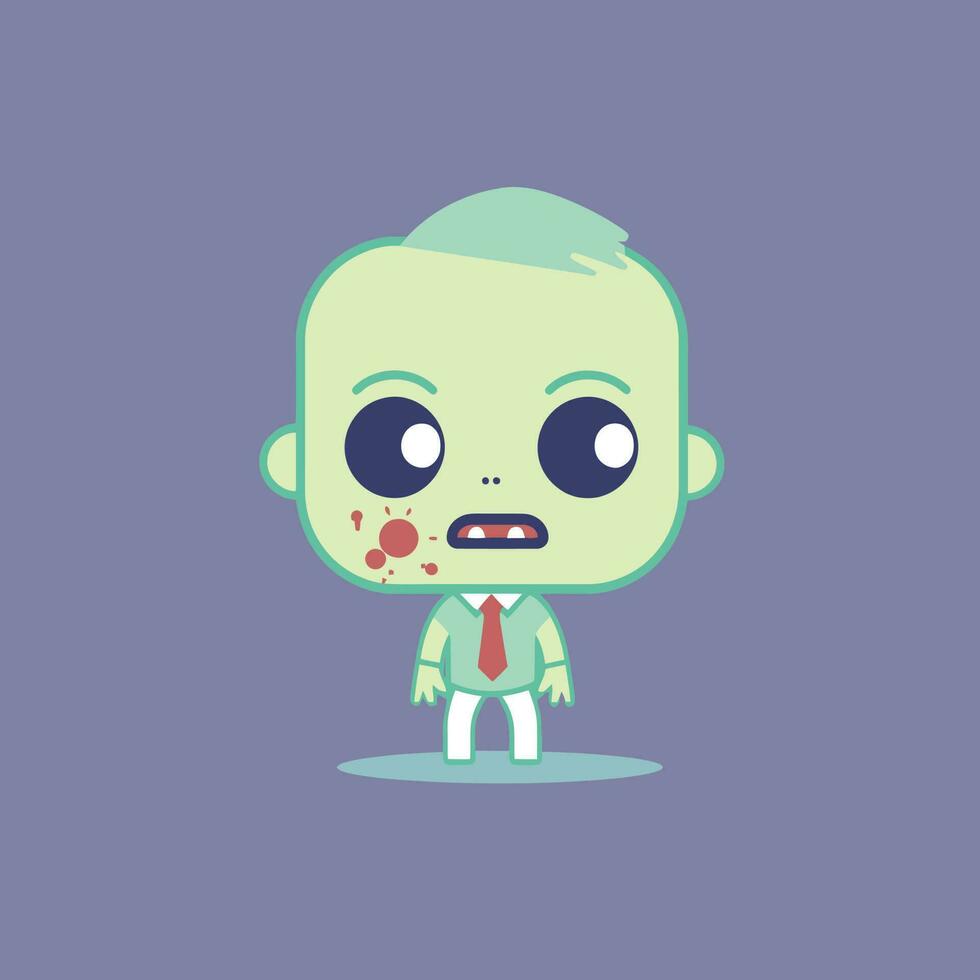 carino kawaii zombie chibi portafortuna vettore cartone animato stile