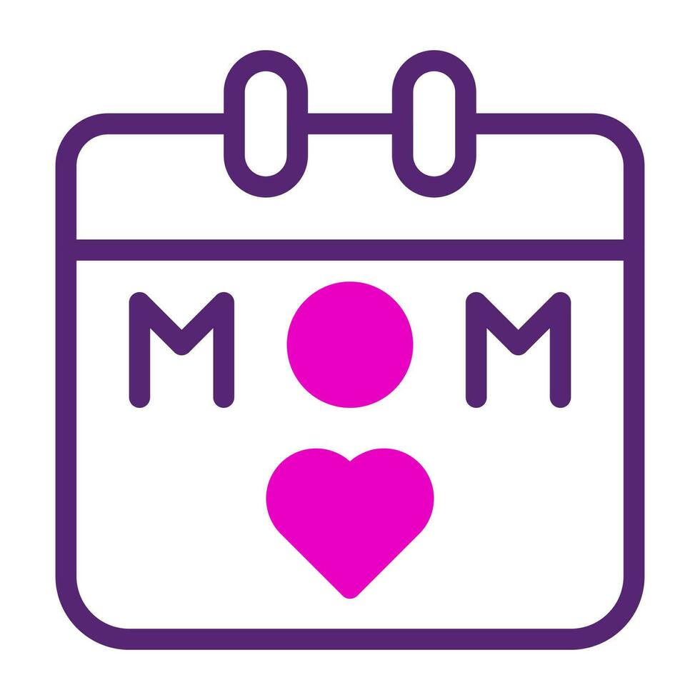 calendario mamma icona duotone rosa viola colore madre giorno simbolo illustrazione. vettore