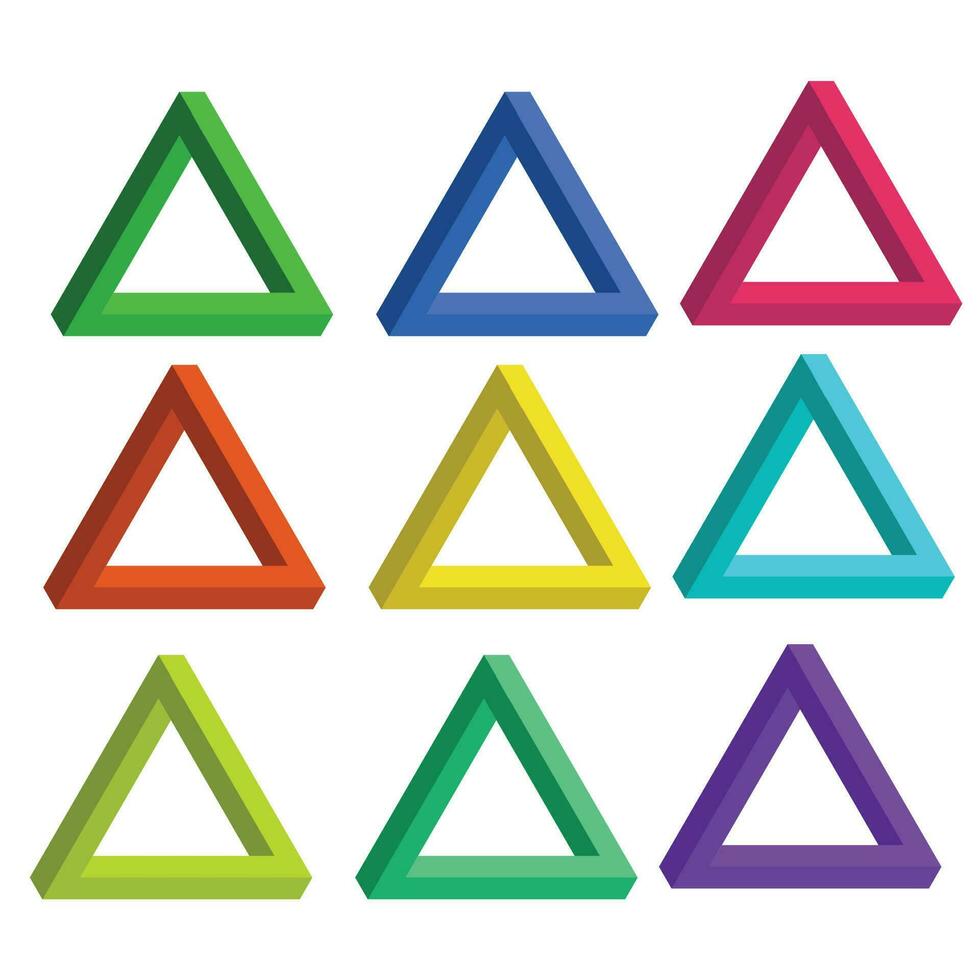 ottico illusione triangolo icona penrose geometrico dimensione colore design logo illustrazione vettore