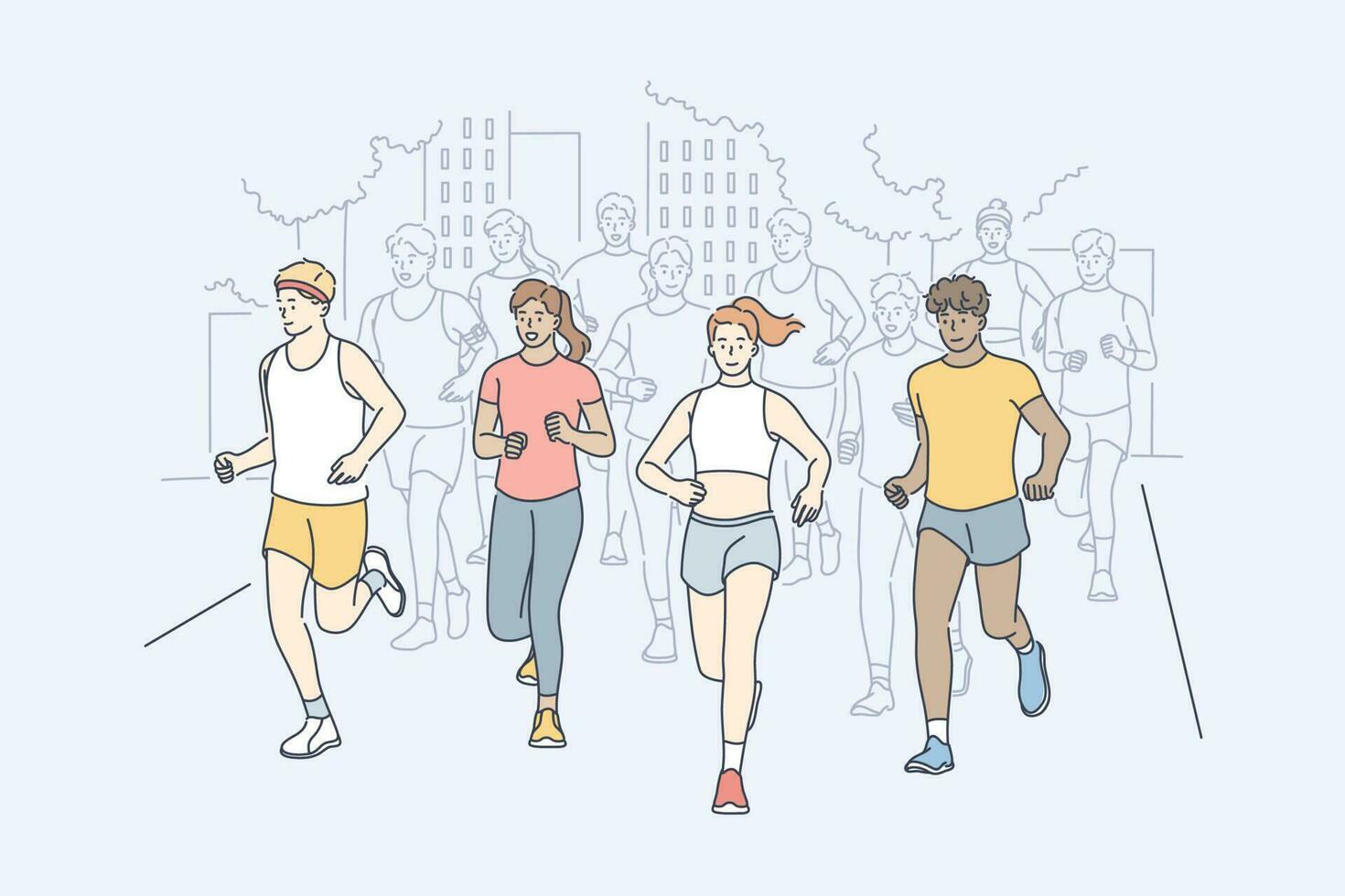 sport, jogging, maratona, attività concetto vettore