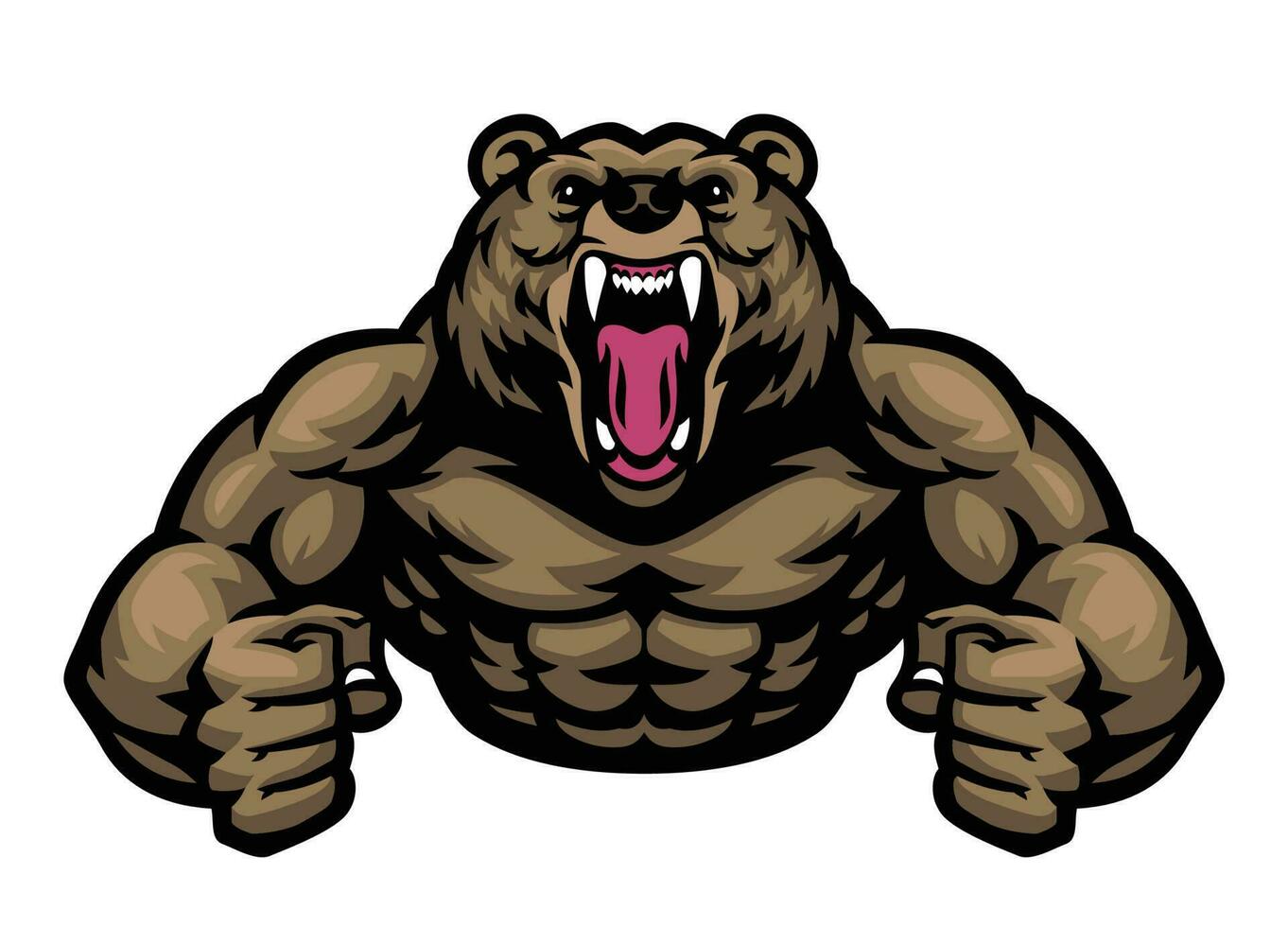 grande muscolo grizzly orso portafortuna logo vettore