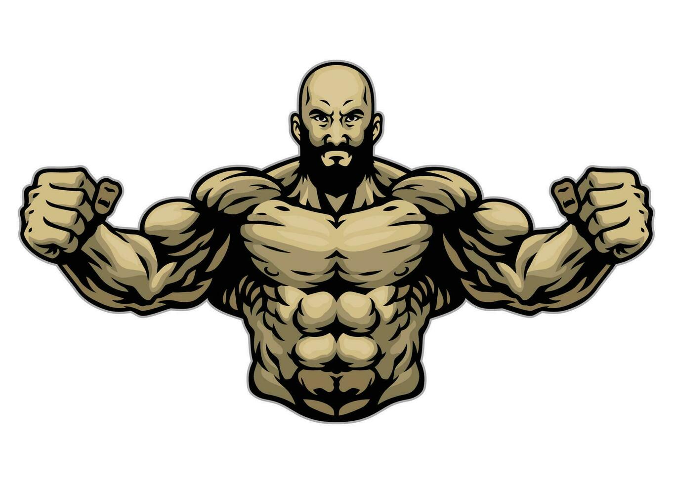 mano disegno di muscolo bodybuilder vettore