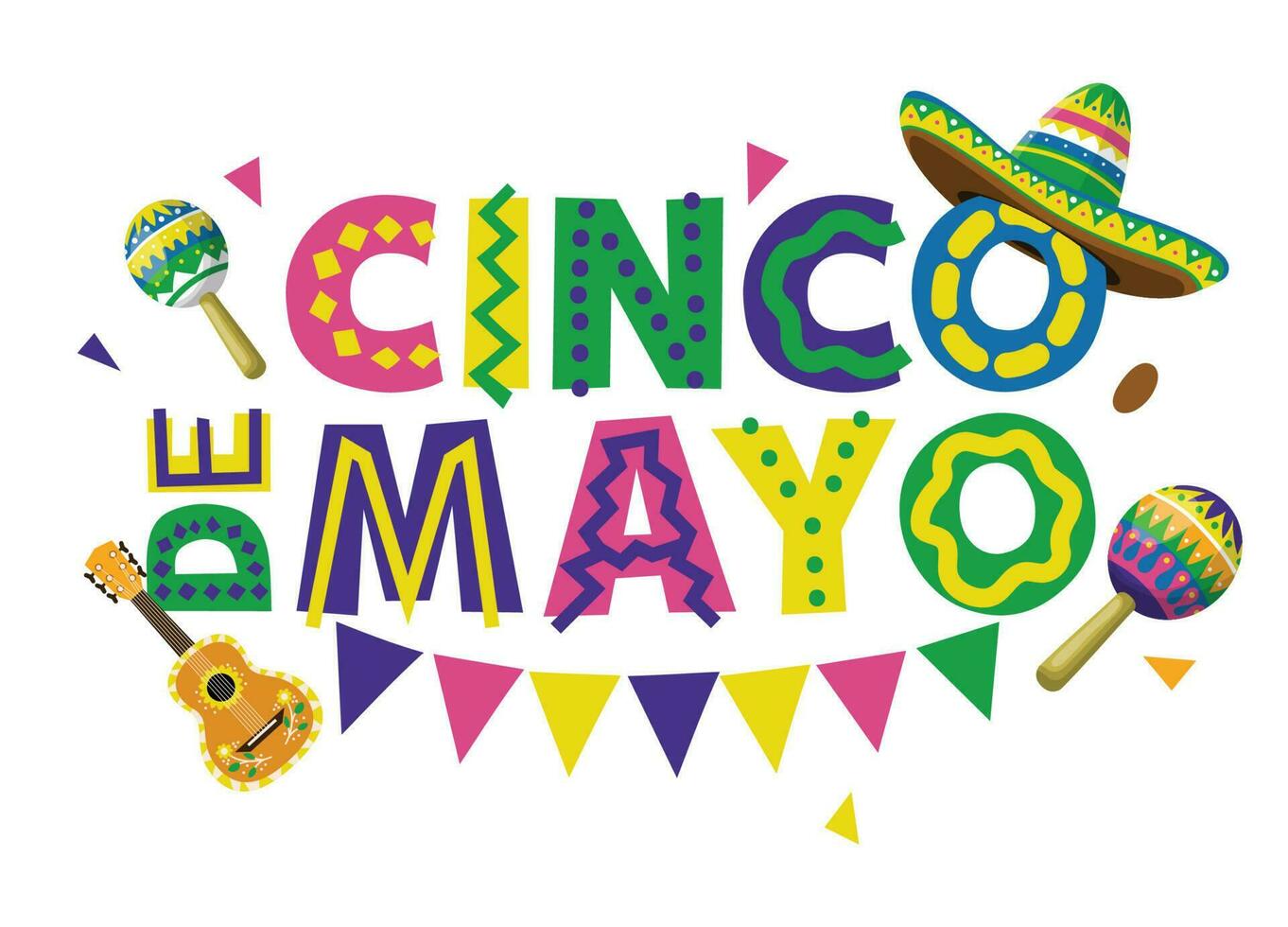 cinco de mayo decorativo tipografia vettore