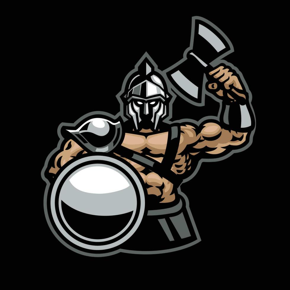 Gladiatore guerriero portafortuna sport logo stile vettore