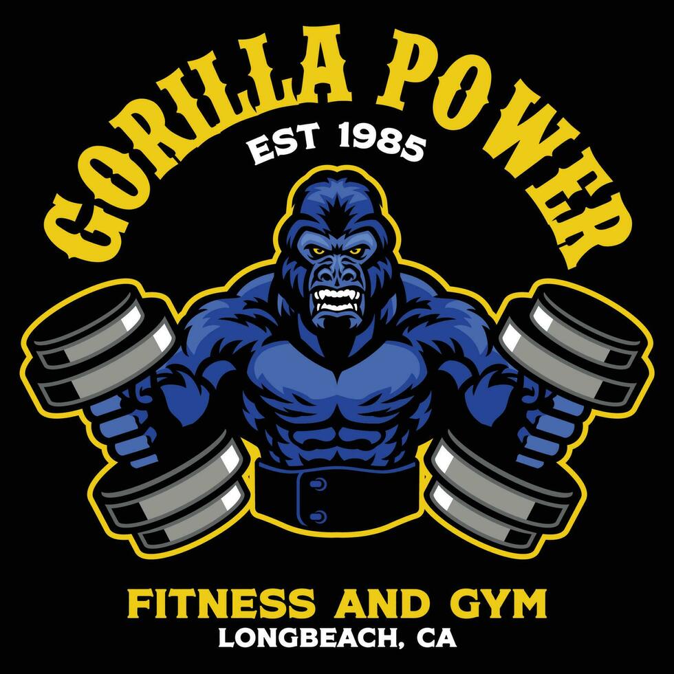 gorilla bodybuilder portafortuna logo vettore