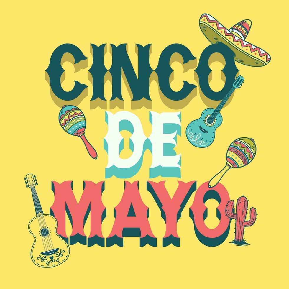 Vintage ▾ stile design di cinco de mayo vettore