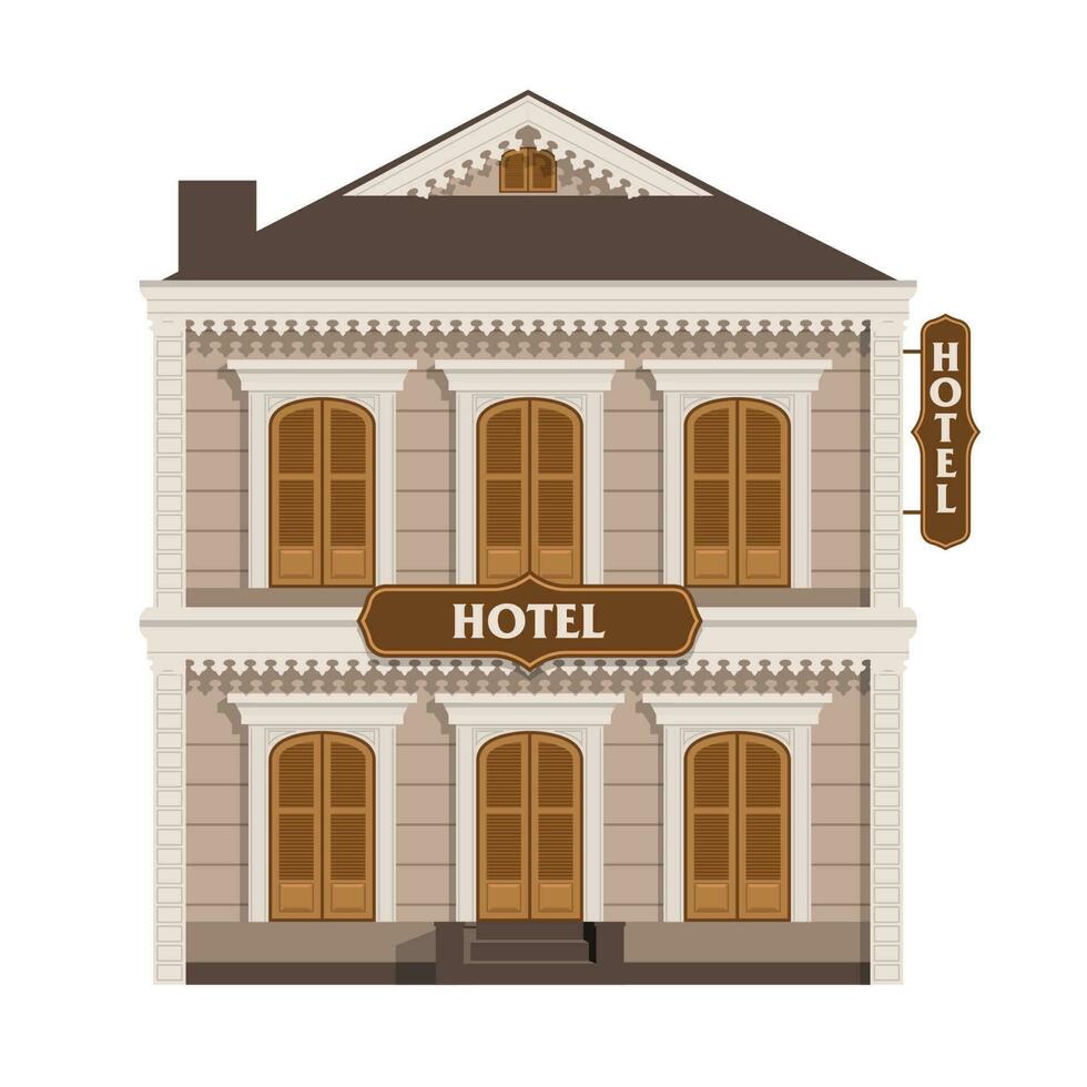 Vintage ▾ vecchio tradizionale Hotel edificio vettore
