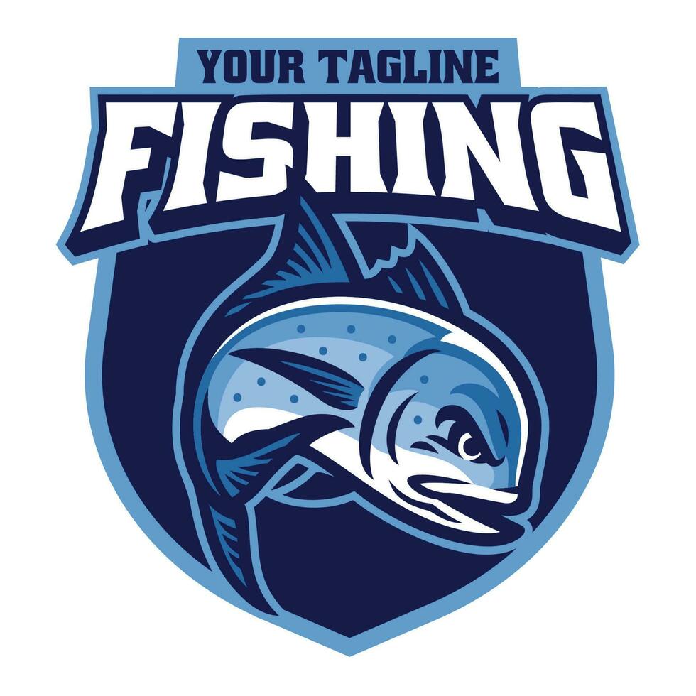 sport logo di gigante carangidi pesca vettore