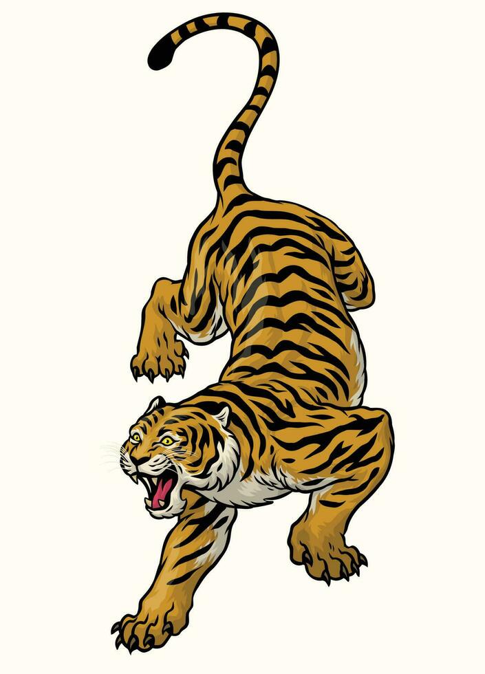 Vintage ▾ stile mano disegnato tigre vettore