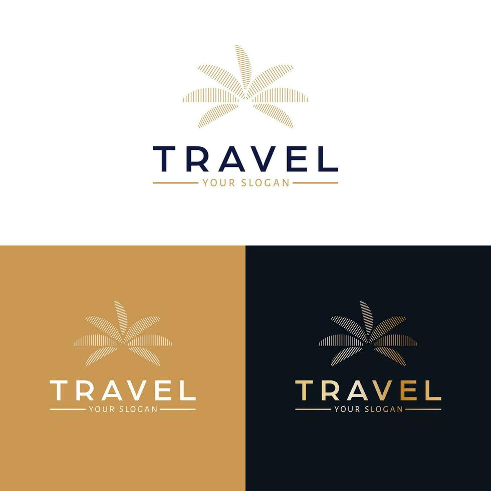 viaggio vettore logo design. astratto palma albero logotipo. tropicale logo modello.