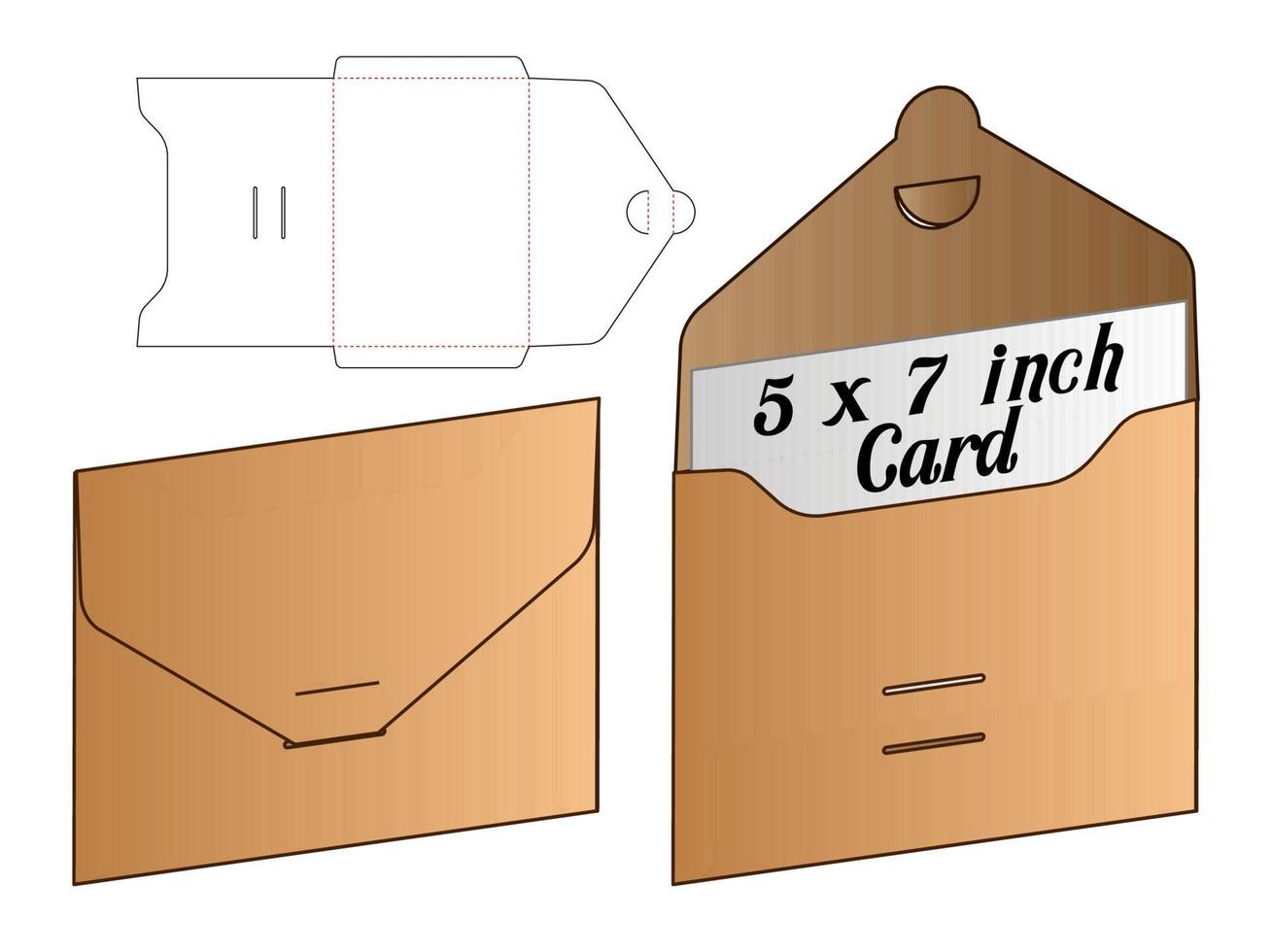 disegno del modello fustellato di imballaggio della busta di invito Modello 3d vettore