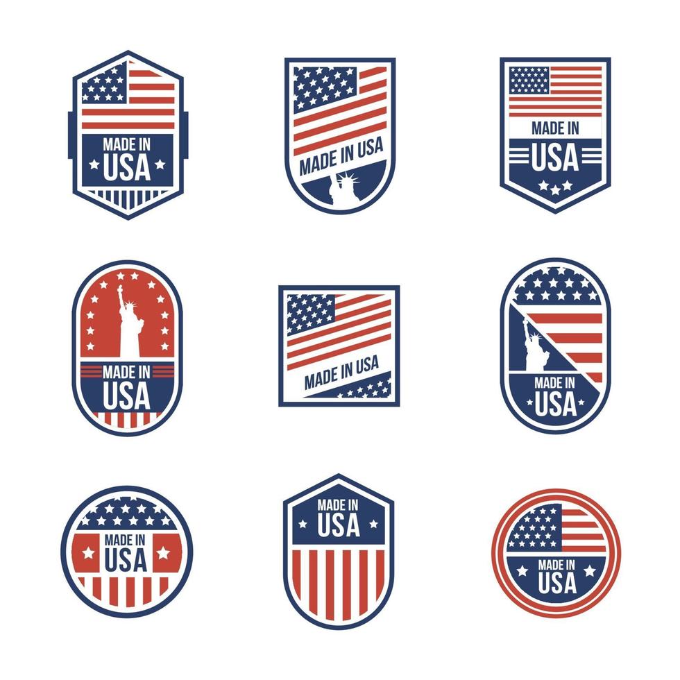 collezione di badge made in usa vettore