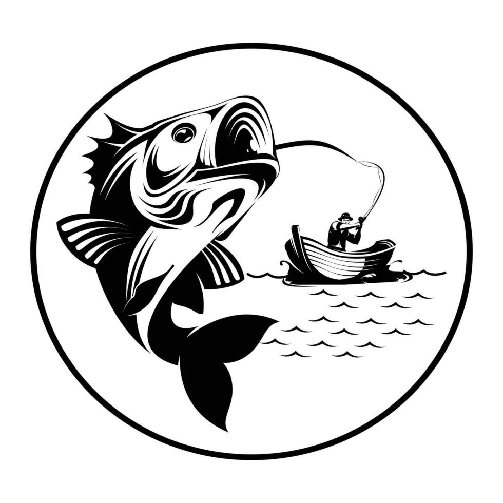 pesca logo design modello illustrazione . sport pesca logo. pesca t camicia design vettore