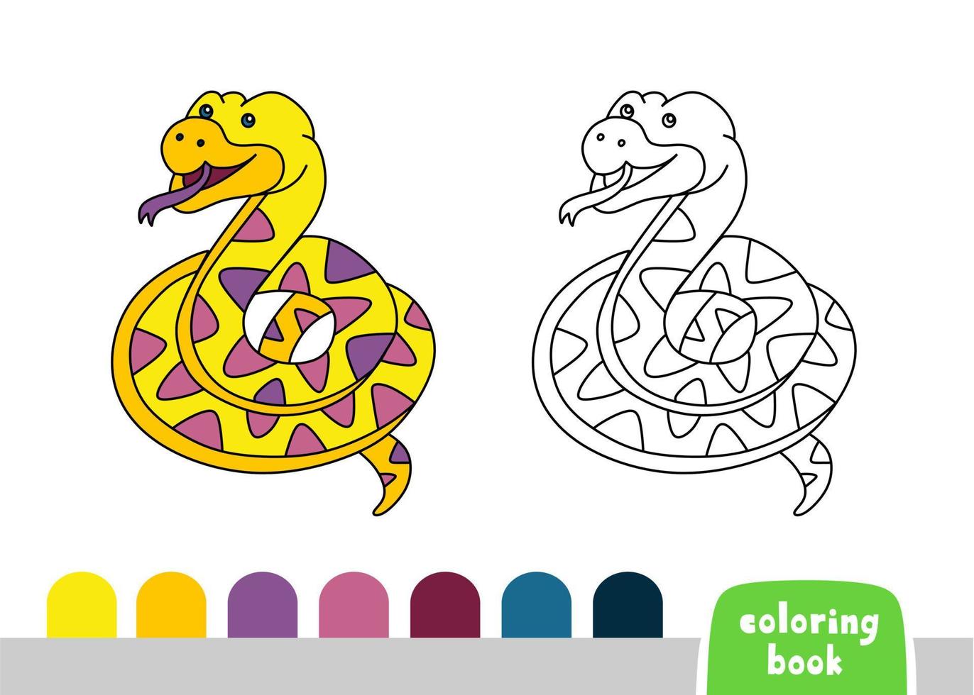 carino serpente colorazione libro per bambini pagina per libri, riviste, vettore illustrazione scarabocchio modello