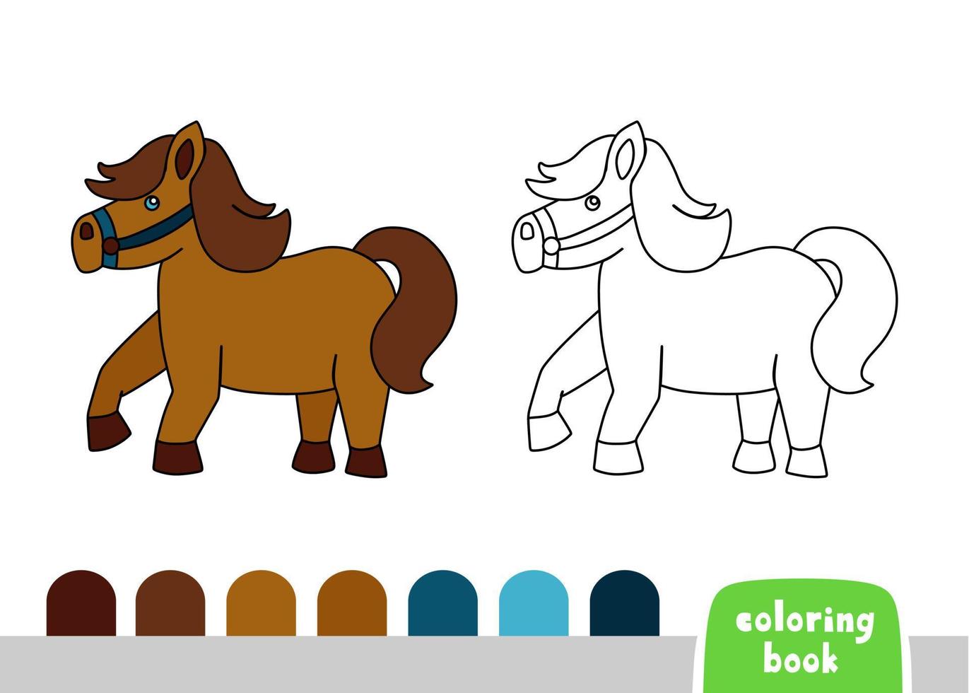 carino cavallo colorazione libro per bambini pagina per libri, riviste, vettore illustrazione scarabocchio modello