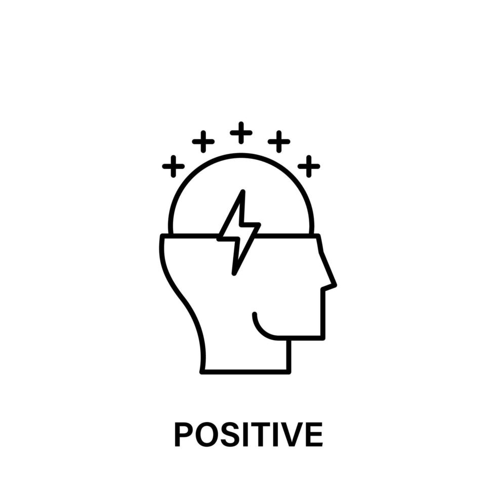 pensiero, testa, positivo, più, luce, positivo vettore icona illustrazione